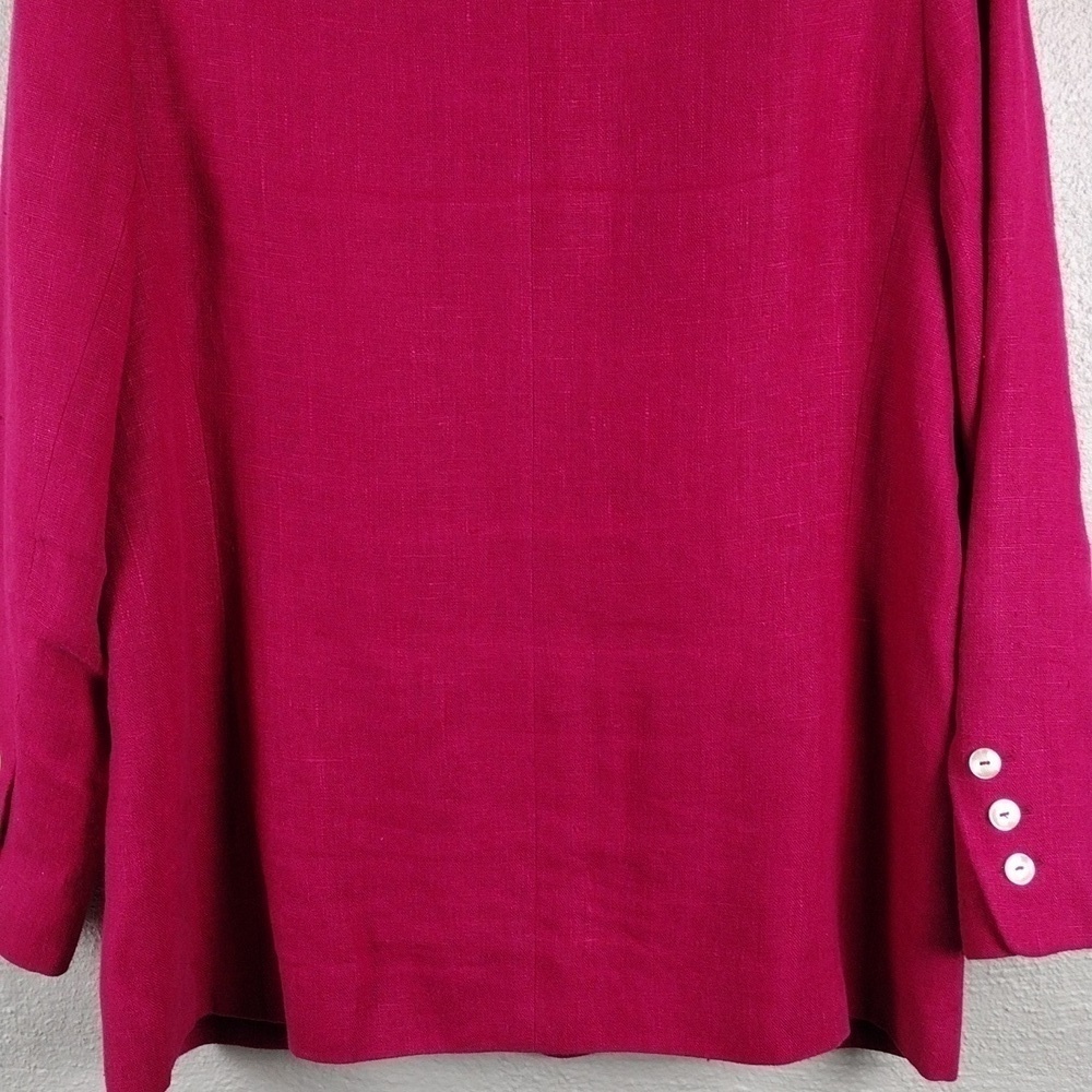 Harve Bernard Petites Pink Linen Long Sleeve Single Breast Button Classic Blazer - Picture 15 of 16